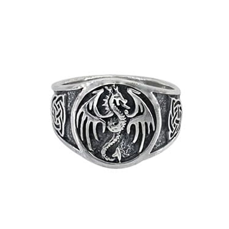 Sterling Silver Dragon Celtic Viking Ring - Click Image to Close